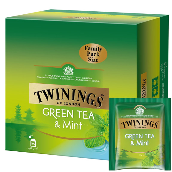 TWININGS TEA GREEN TEA MINT TEABAG 100's