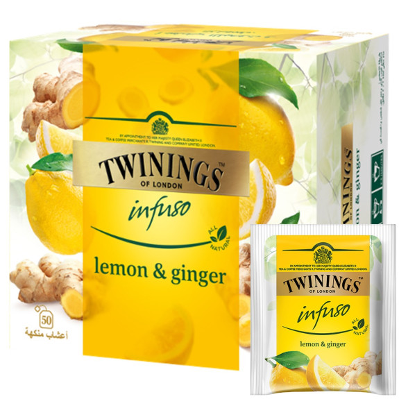 TWININGS TEA INFUSION T/BAG 50's LEMON & GINGER 