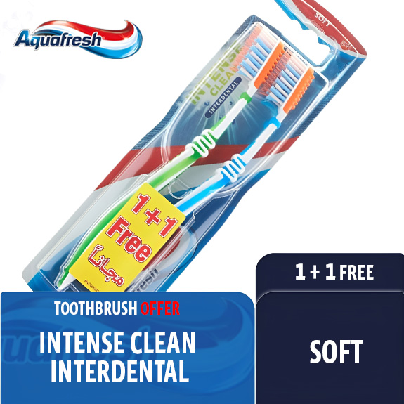 AQUAFRESH TOOTHBRUSH INTENSE CLEAN INTERDENTAL SOFT 1+1 FREE