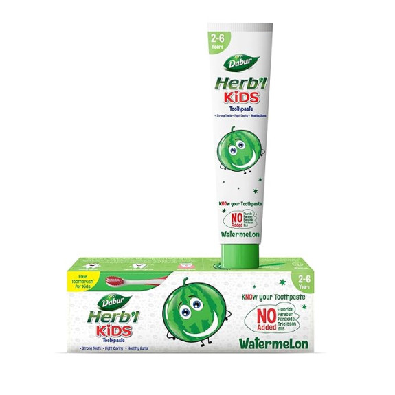 Dabur Herb'l Kids Toothpaste 50gm With Kids Toothbrush Free