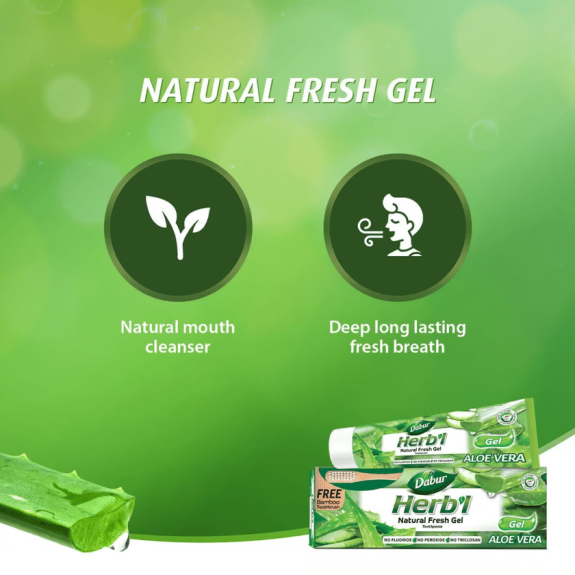 Dabur Herbal Aloe Vera Toothpaste 150gm with toothbrush 