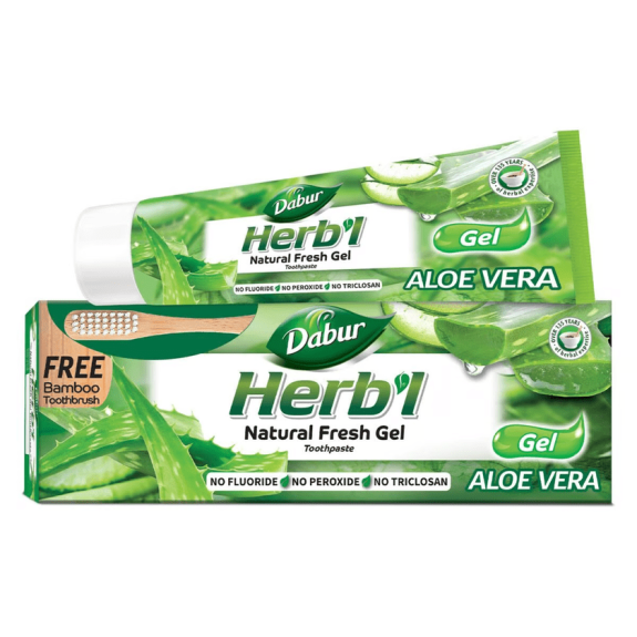 Dabur Herbal Aloe Vera Toothpaste 150gm with toothbrush 