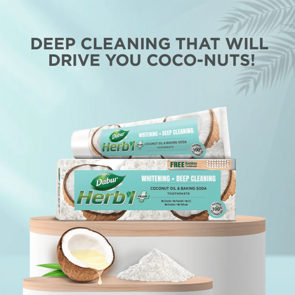 Dabur Herbal Plus Toothpaste 150gm Coconut with Toothbrush