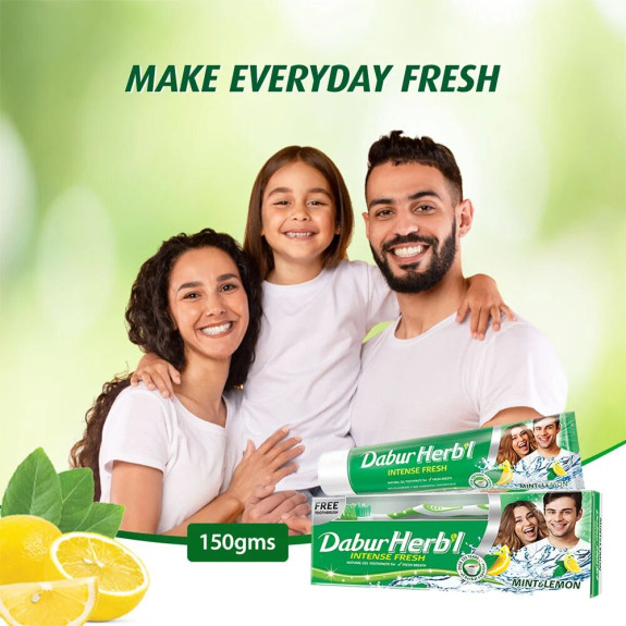 Dabur Herbal Intense Fresh Gel Toothpaste 150gm with Toothbrush