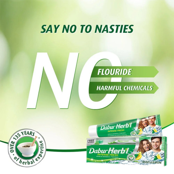 Dabur Herbal Intense Fresh Gel Toothpaste 150gm with Toothbrush