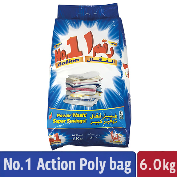 NO.1 ACTION DETERGENT POWDER POLYBAG  6 KG 