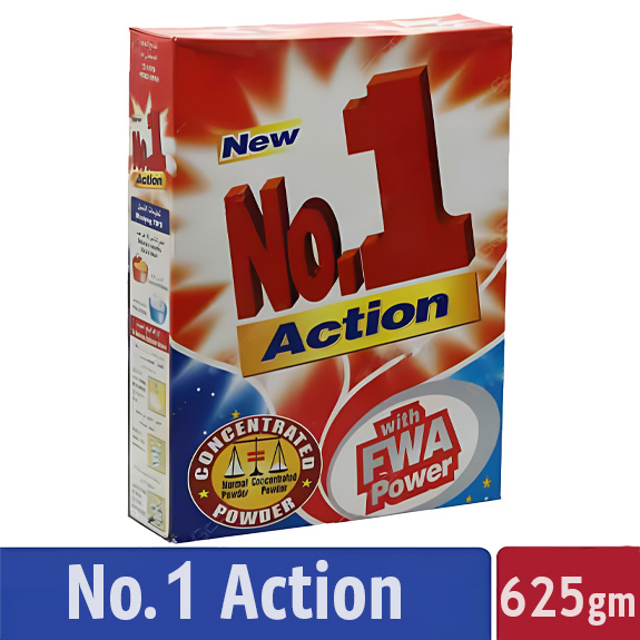 NO.1 ACTION DETERGENT POWDER 625GMS