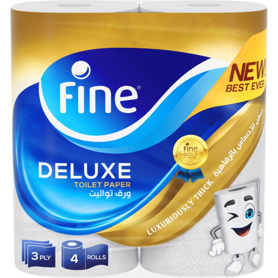 FINE TOILET TISSUE DELUXE 140 SHEETS, 3 PLY 4 ROLLS
