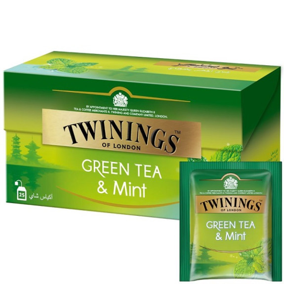 TWININGS GREEN TEA AND MINT TEA BAG 25S